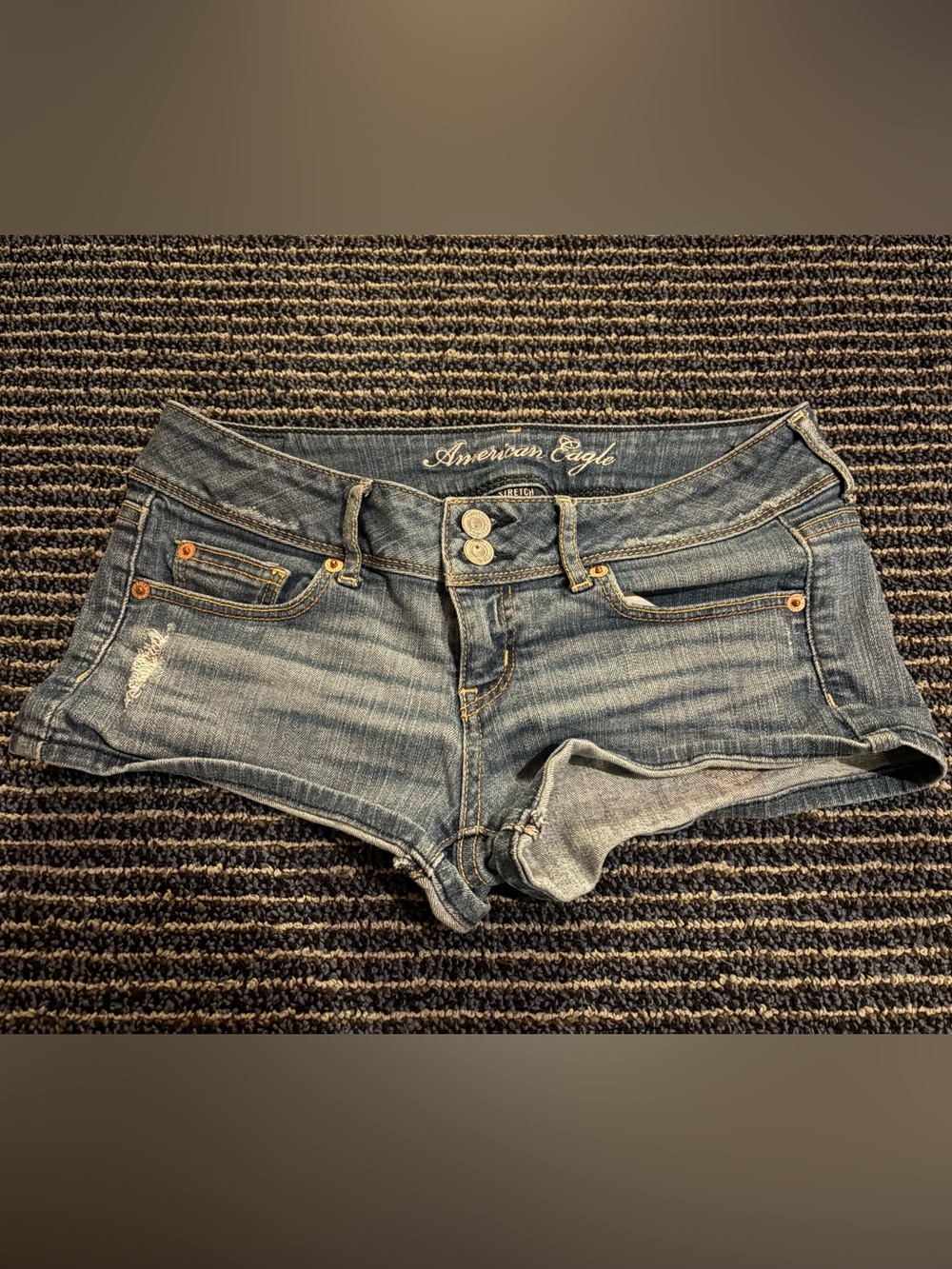 American Eagle Short Daisy Duke Stretch Denim Jean Shorts Pockets Sz 4
